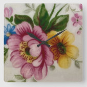 Tea Cup Floral Bouquet Vierkante Klok