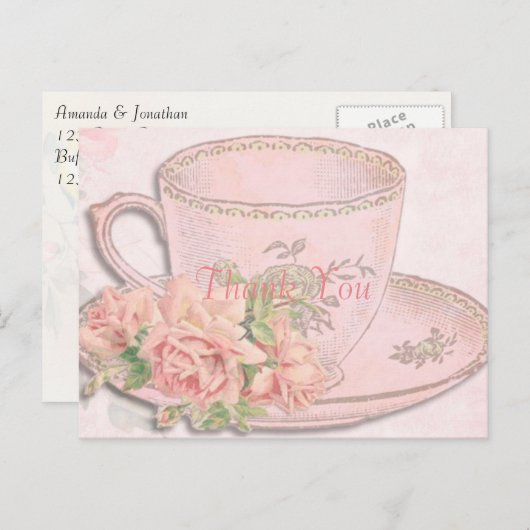 Tea Cup Hartelijk dank Briefkaart (Voorkant / Achterkant)