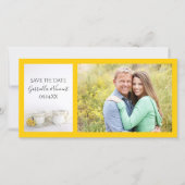Tea Cup met Gele Dagen Wedding Save the Date (Voorkant)