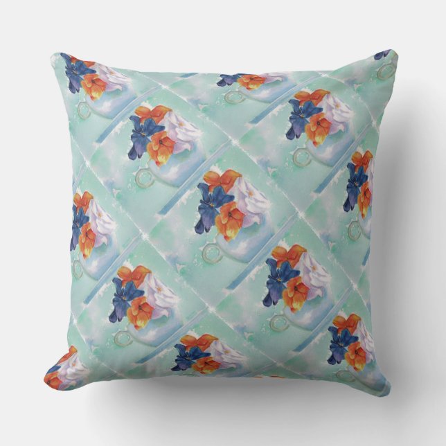 TEA CUP PANSIES PATIO PILLOW BUITENKUSSEN (Voorkant)