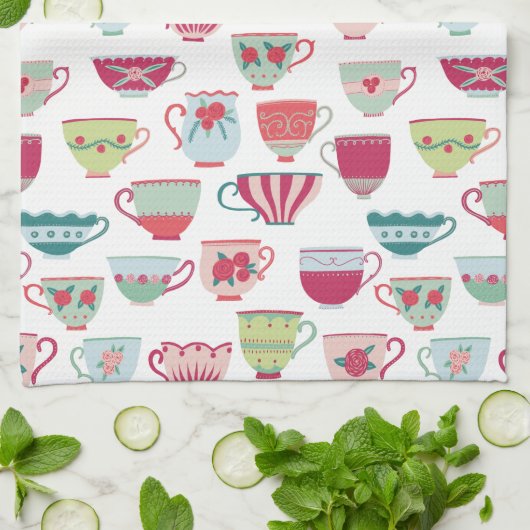 Tea Cup Pattern Theedoek (Gevouwen)