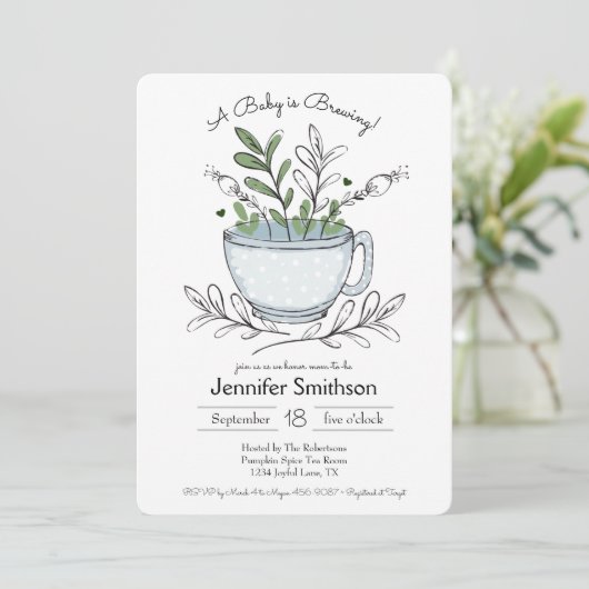 Tea Cup Tea Party Baby Shower Invitations (Debout devant)