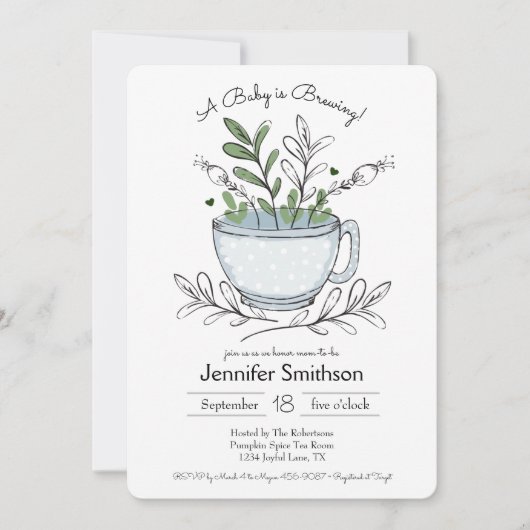 Tea Cup Tea Party Baby Shower Invitations (Devant)