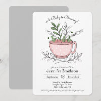 Tea Cup Tea Party Baby Shower-uitnodigingen