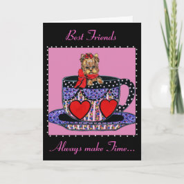 Tea Cup Yorkie Beste Vrienden Kaart