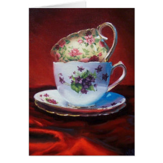 Tea Cups en Red Satin