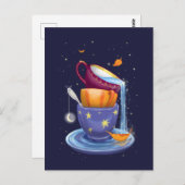 Tea cups Herfst Whimsical Briefkaart (Voorkant / Achterkant)