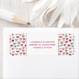 Tea Cups Modern Return Address Etiket
