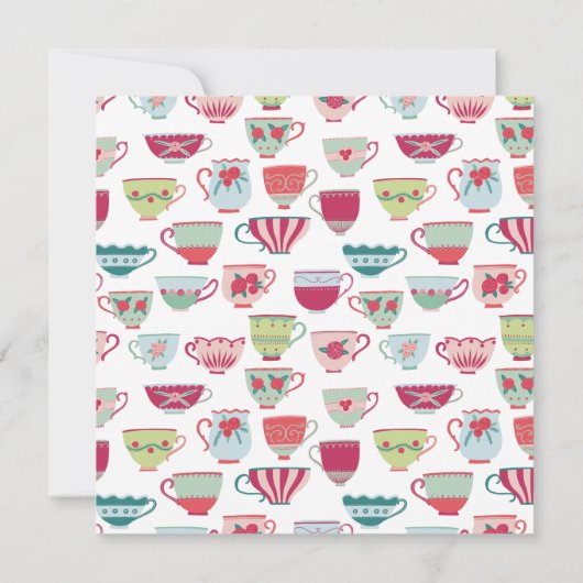 Tea Cups Modern  sparen de Datum Kaart (Achterkant)