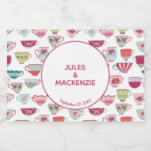 Tea Cups Modern Sparkling Wijnetiket (Enkel label)