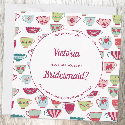 Tea Cups Modern  zijn mijn Bridesmaid Kaart