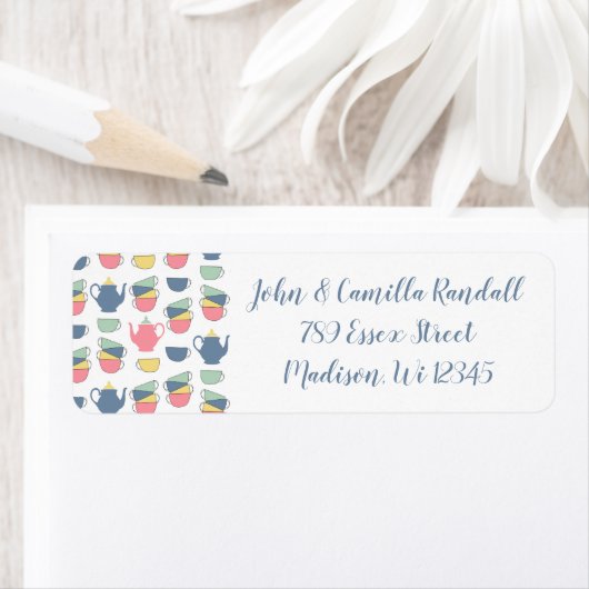 Tea Cups Return Address Label (Insitu)