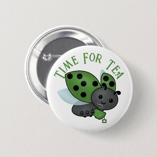 Tea Drink Ladybug Button (Voorkant /achterkant)