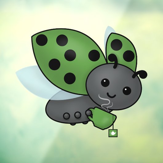 Tea Drink Ladybug Window Cling Raamsticker (Vel 3)