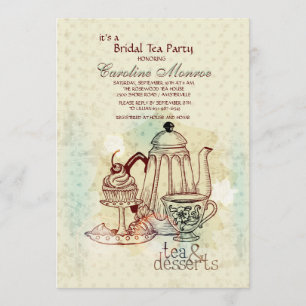 Tea en Desserts Bridal Shower Invitation Kaart