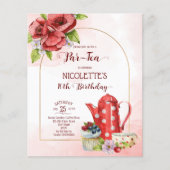 Tea fête anniversaire budget invitation modèle (Devant)