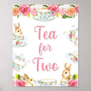 Tea for Two 2nd Birthday Tea Party Sign Poster