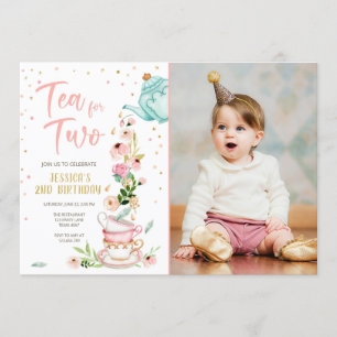 Tea for Two Birthday Invitation Floral Tea Party