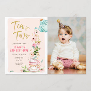 Tea for Two Birthday Invitation Floral Tea Party Kaart