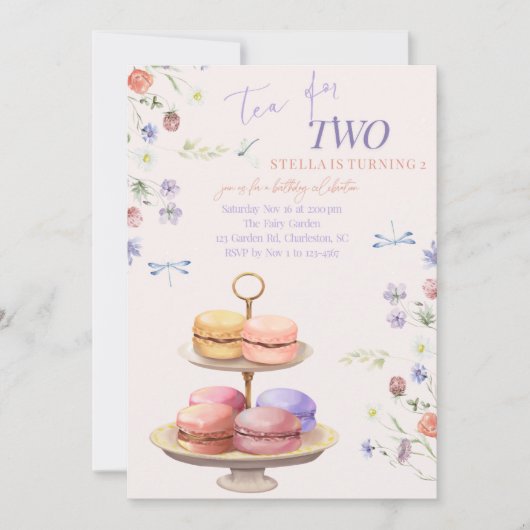 Tea for Two Birthday Party Invitation Kaart (Voorkant)