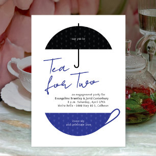 Tea for Two Modern Blue Tea Party Uitnodiging
