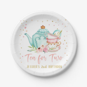 Tea for Two Party Floral Tea Girl Birthday Party Papieren Bordje