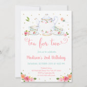Tea for Two roze Gold Floral Tea Party Birthday Kaart (Voorkant)