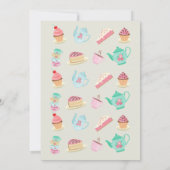 Tea for Two Second Birthday Invitation Cream Kaart (Achterkant)