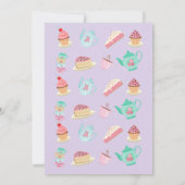 Tea for Two Second Birthday Paars Invitation Kaart (Achterkant)