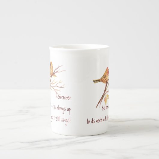 Tea & Friend Quote, Sparrow Birds, Bone China Mok (Voorkant)