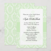 Tea Green Damask Bridal Shower Invitation Kaart (Voorkant / Achterkant)