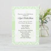Tea Green Damask Invitation de douche nuptiale (Debout devant)