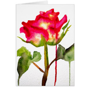 Tea hybride Rose aquarelle moderne fleurie art