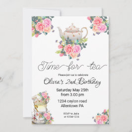 Tea Invitation, tea verjaardagsfeest Kaart