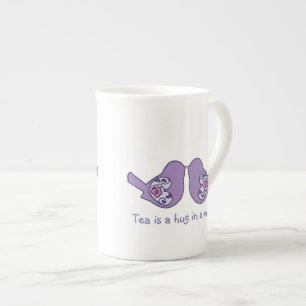 Tea is een knuffel in een mok, Cute Tortelduifjes  Porselein Kop