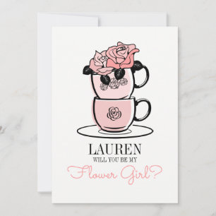 Tea Je wordt mijn Bloemenmeisje Bridesmaid Card Kaart