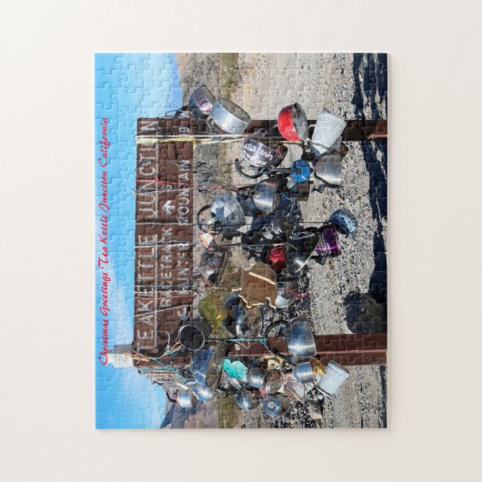 Tea Kettle Junction California. kerstgroet Legpuzzel (Verticaal)