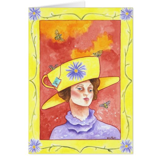 Tea Lady avec Bees Note Card (Devant)