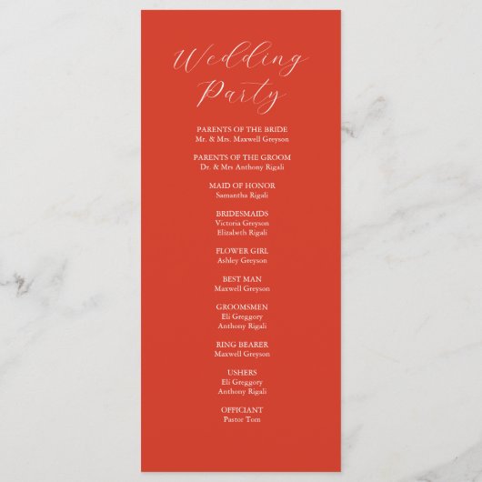 Tea Length Wedding Programme Modèle Dragonfly (Dos)