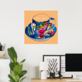 Tea Lover citeert  teacup kunst Poster (Thuiskantoor)