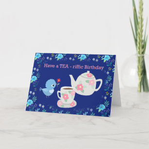 Tea lover Cute food pun retro ziet er gelukkig uit Kaart
