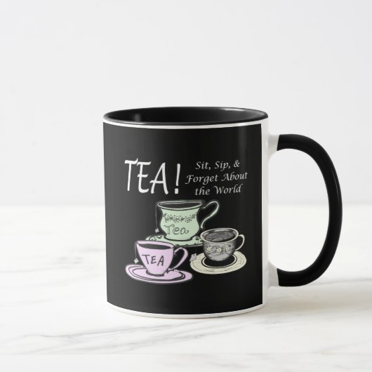 Tea Lover Positivity Quote - Sit Sip Vergeet Mok (Rechts)