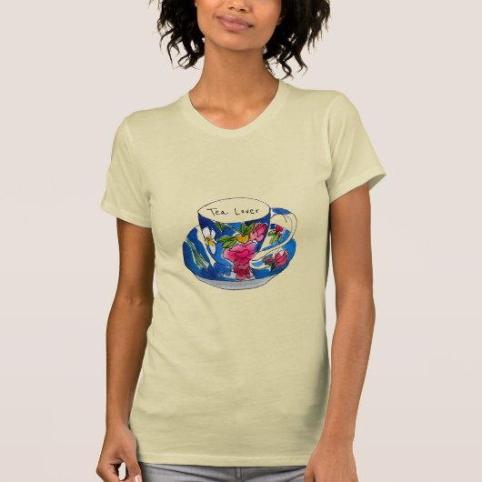 Tea Lover slogan met  Teacup illustratie T-shirt (Voorkant)