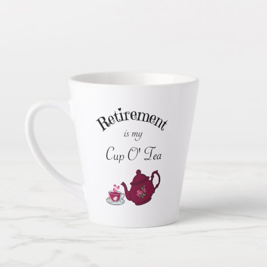 Tea Lovers Retirement met Dark Red Teapot Latte Mok (Links)