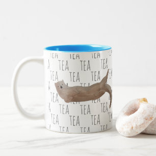 Tea Marine Mammal Waterverf Zee Otter Tweekleurige Koffiemok
