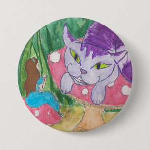 Tea met de Cheshire cat Ronde Button 7,6 Cm