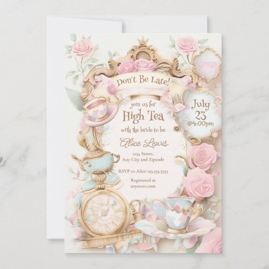 Tea nuptiale invitation, invitation de thé haut (Devant)