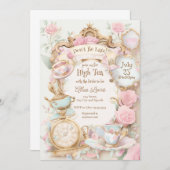 Tea nuptiale invitation, invitation de thé haut (Devant / Derrière)