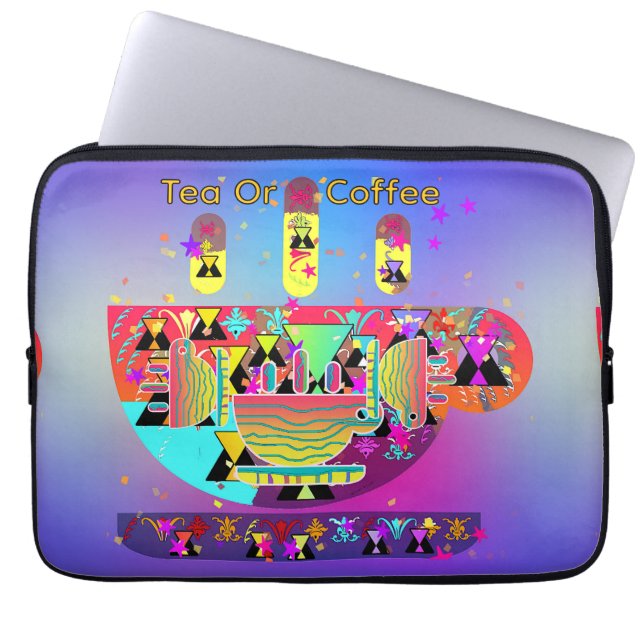 Tea Or Coffee Creative Coffee Cup Laptop Sleeve (Voorkant)