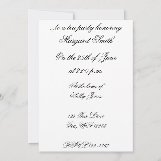 Tea-partij Kaart (Achterkant)